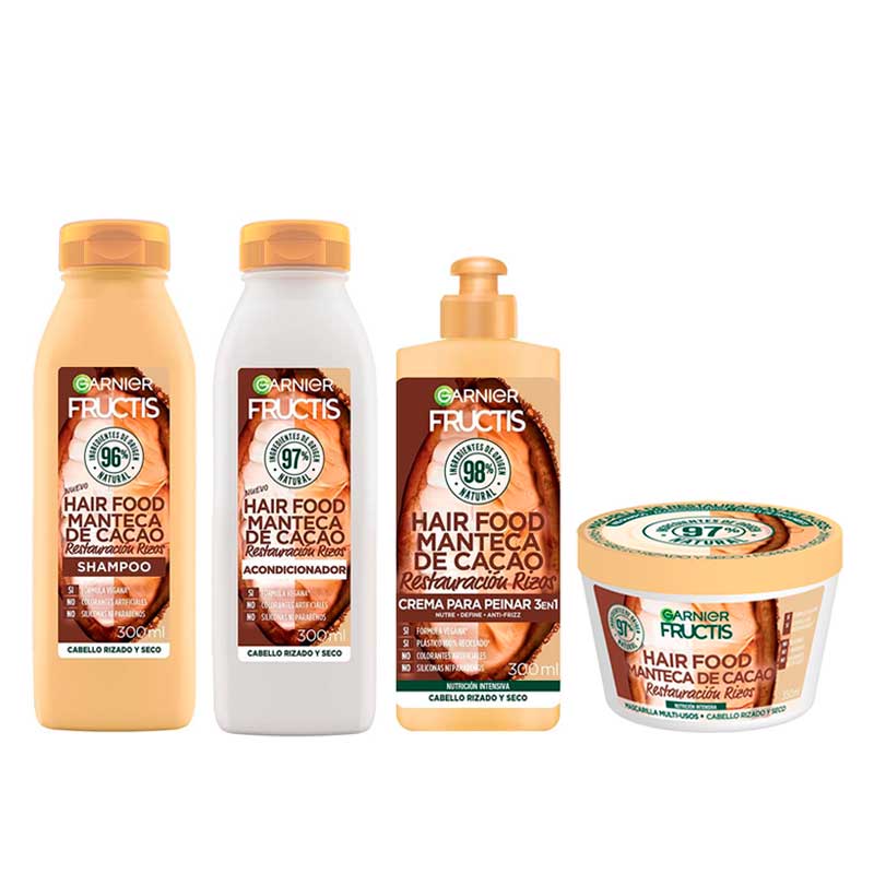 PACK GARNIER FRUCTIS CACAO: SHAMPOO + ACONDICIONADOR + CPP + CTT - 1