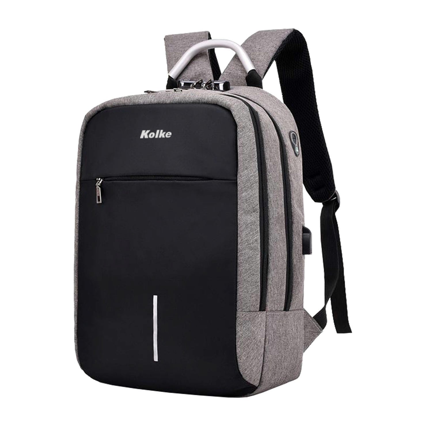 MOCHILA ANTIRROBO KOLKE TRIP KVM-338 CANDADO TSA USB GRIS - 1