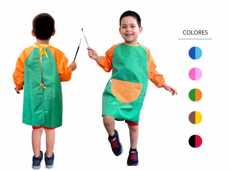 MANDIL DE ARTE IMPERMEABLE MANGA LARGA PARA NIÑOS 3 A 5 AÑOS - 1