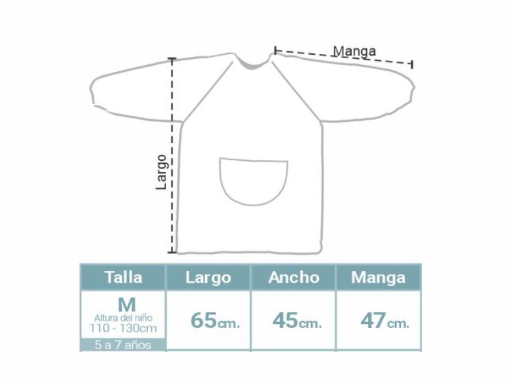 MANDIL DE ARTE IMPERMEABLE MANGA LARGA PARA NIÑOS 5 A 7 AÑOS - 8