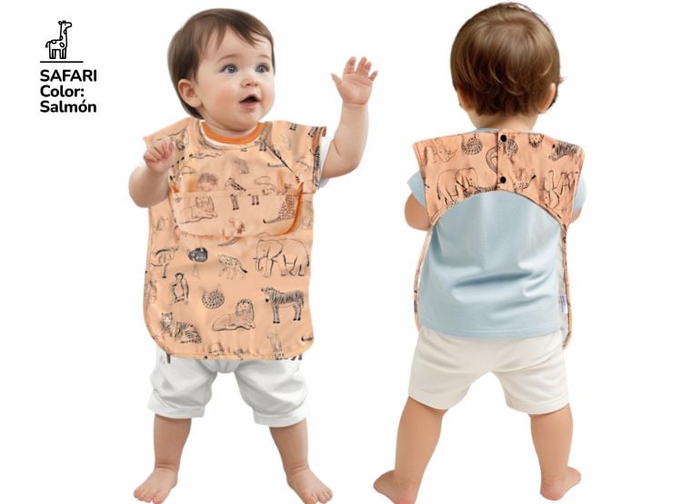 MANDIL IMPERMEABLE PU PARA BEBÉS 6 A 24 MESES CON BOLSILLO RECOLECTOR - 1