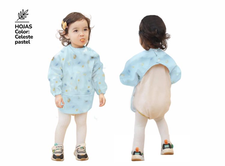 MANDIL IMPERMEABLE PU MANGA LARGA PARA BEBÉS 6 A 24 MESES – BOLSILLO RECOLECTOR - 1