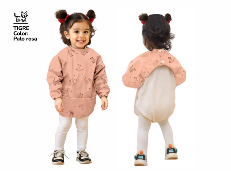 MANDIL IMPERMEABLE PU MANGA LARGA PARA BEBÉS 6 A 24 MESES – BOLSILLO RECOLECTOR - 1