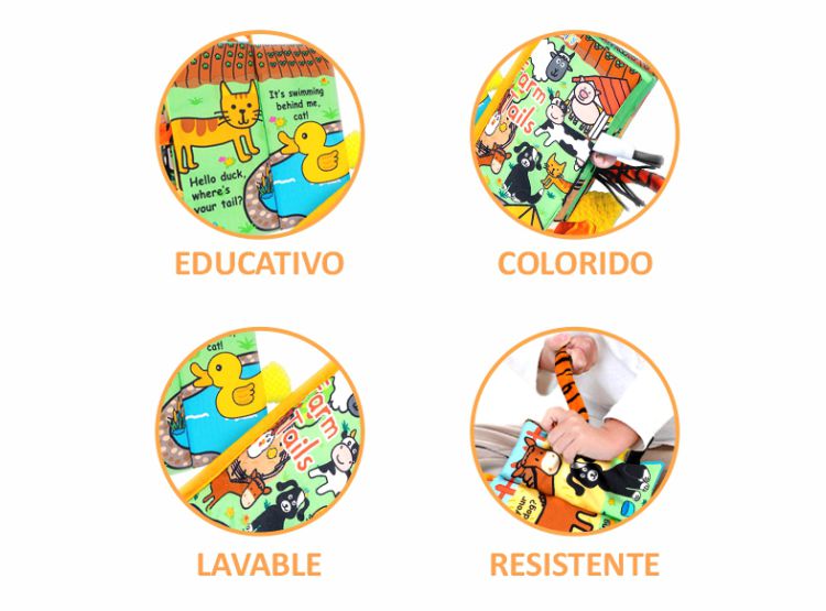 LIBRO SENSORIAL DE TELA PARA BEBÉS 0 A 24 MESES – PACK X2 ESTIMULACIÓN TEMPRANA - 5