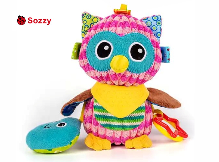 JUGUETE SENSORIAL COLGANTE PARA BEBÉS SOZZY – SONAJERO, MORDEDOR Y TEXTURAS 0 A 24 MESES - 1