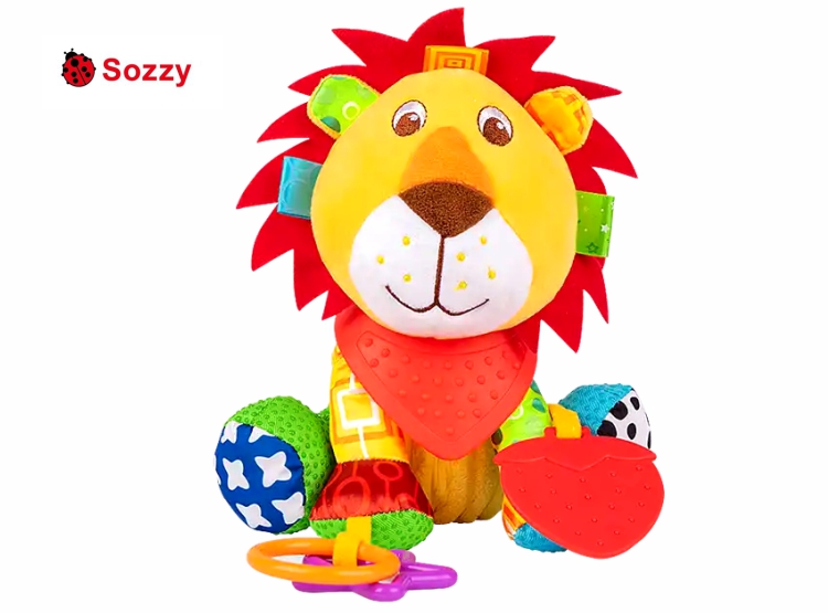 JUGUETE SENSORIAL COLGANTE PARA BEBÉS SOZZY – SONAJERO, MORDEDOR Y TEXTURAS 0 A 24 MESES - 1