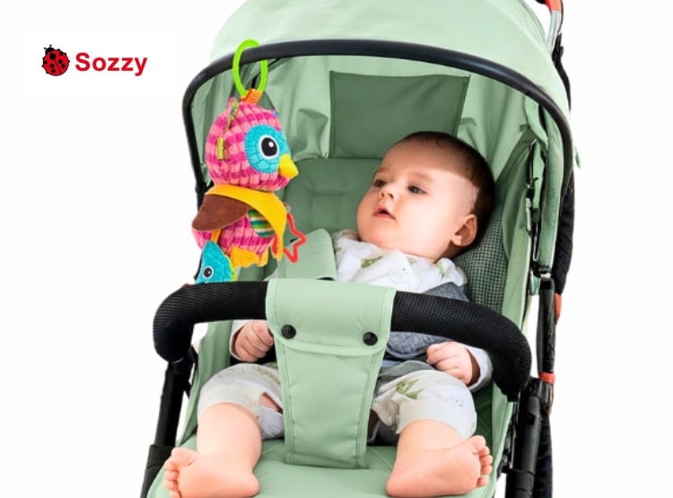 JUGUETE SENSORIAL COLGANTE PARA BEBÉS SOZZY – SONAJERO, MORDEDOR Y TEXTURAS 0 A 24 MESES - 2