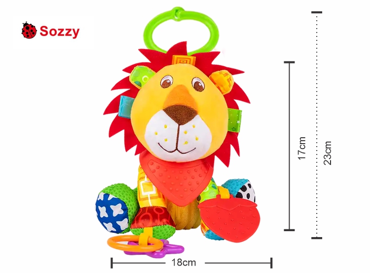 JUGUETE SENSORIAL COLGANTE PARA BEBÉS SOZZY – SONAJERO, MORDEDOR Y TEXTURAS 0 A 24 MESES - 4