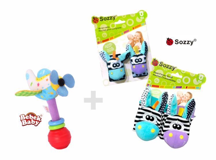 SET DE ESTIMULACIÓN PARA BEBÉS SOZZY + SONAJERO BEBEK BABY – JUGUETES SENSORIALES 0 A 12 MESES - 1