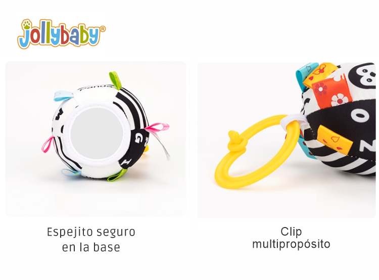 SONAJERO SENSORIAL BLANCO Y NEGRO PARA BEBÉS JOLLY BABY – ESTIMULACIÓN VISUAL RECIÉN NACIDOS (CUBO, PIRÁMIDE, ÓVALO) - 2