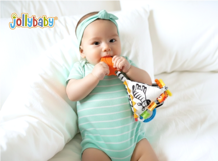 SONAJERO SENSORIAL BLANCO Y NEGRO PARA BEBÉS JOLLY BABY – ESTIMULACIÓN VISUAL RECIÉN NACIDOS (CUBO, PIRÁMIDE, ÓVALO) - 3
