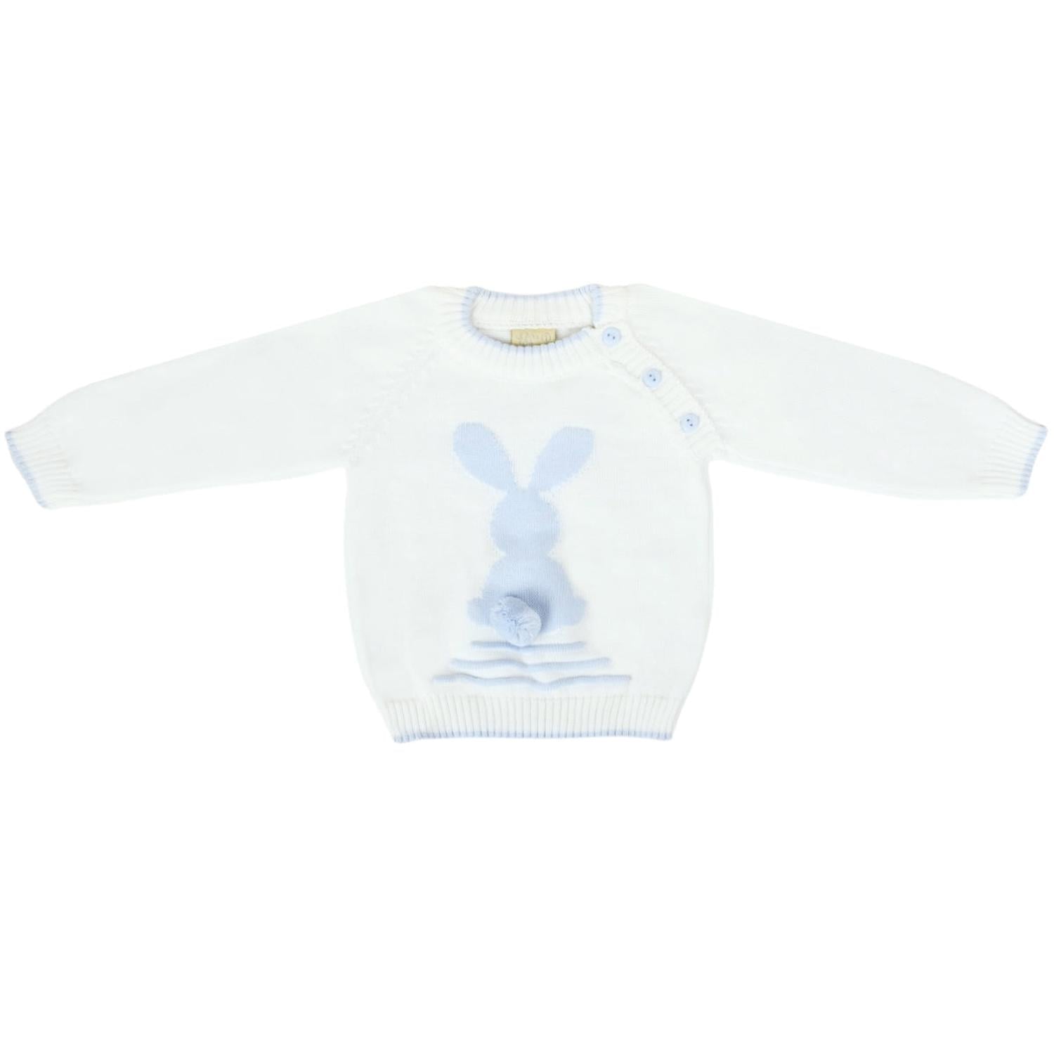 CONJUNTO BEBÉ HILO CONEJO 4 PIEZAS - BLANCO CELESTE - T1 - 2