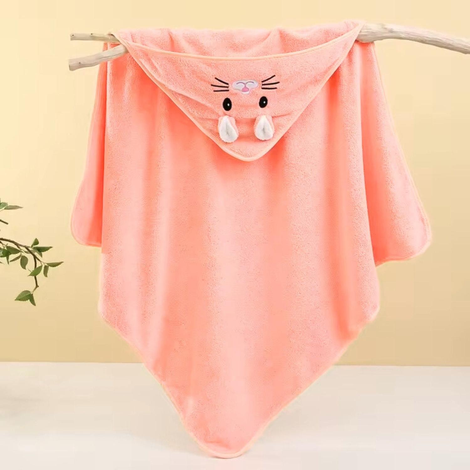 TOALLA BAÑO BEBÉ - GATITA - CORAL CLARO - 1