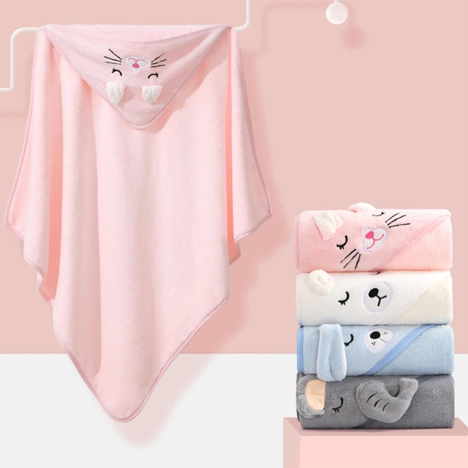 TOALLA BAÑO BEBÉ - GATITA - CORAL CLARO - 4