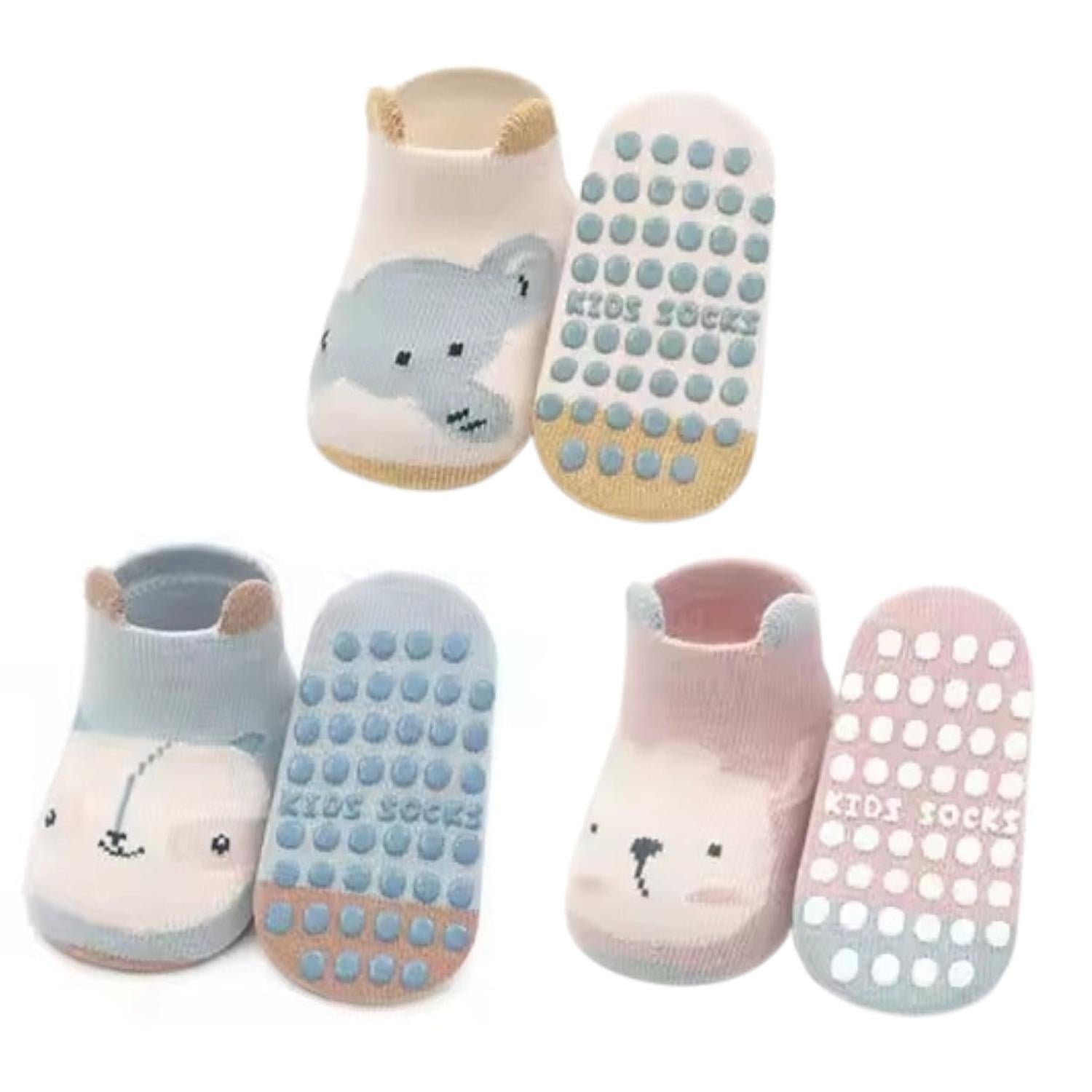 PACK 3 PARES DE CALCETINES ANTIDESLIZANTES PARA BEBÉ NINA S2329 - 1
