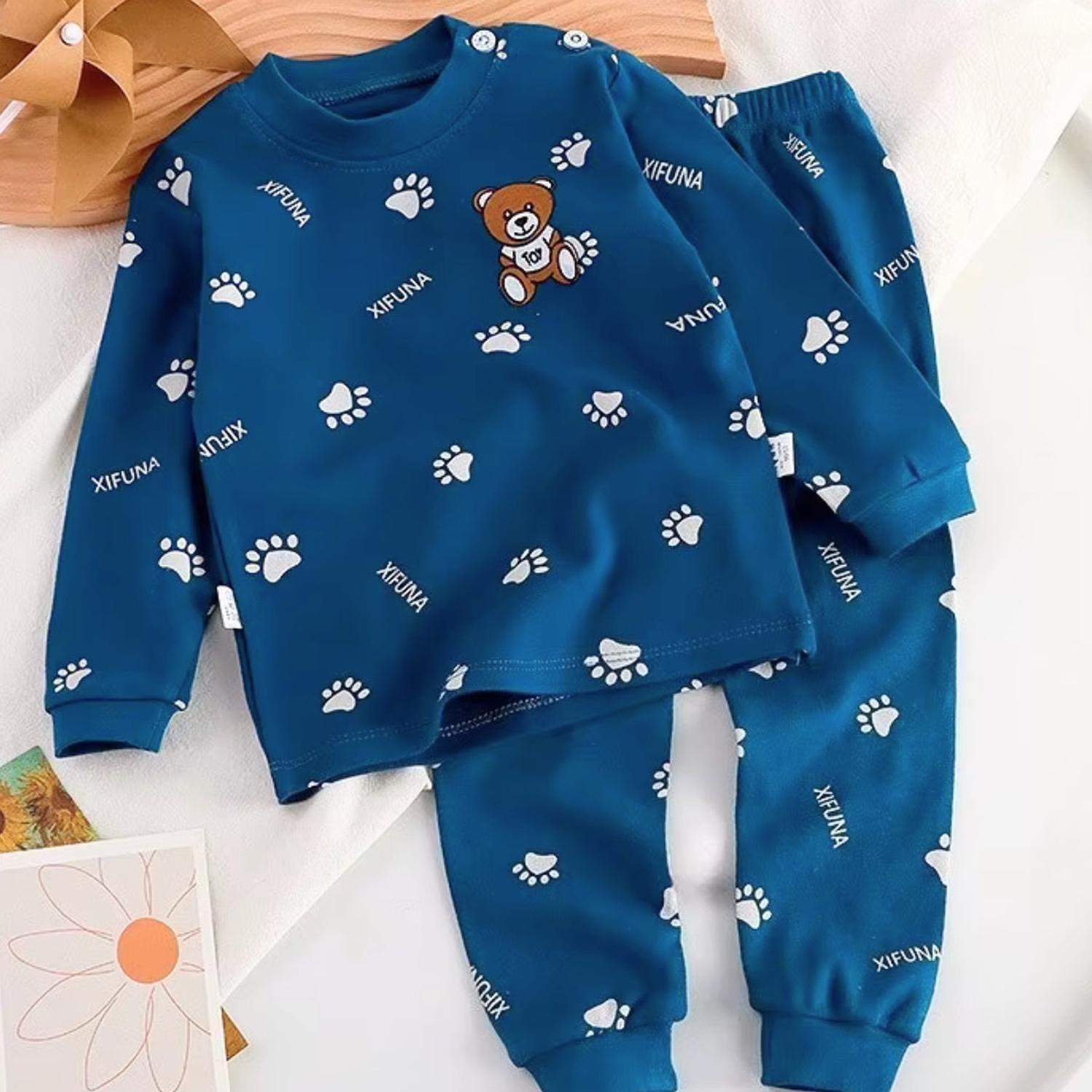 PIJAMA DE BEBÉ ALGODÓN - OSITO AZUL - 2