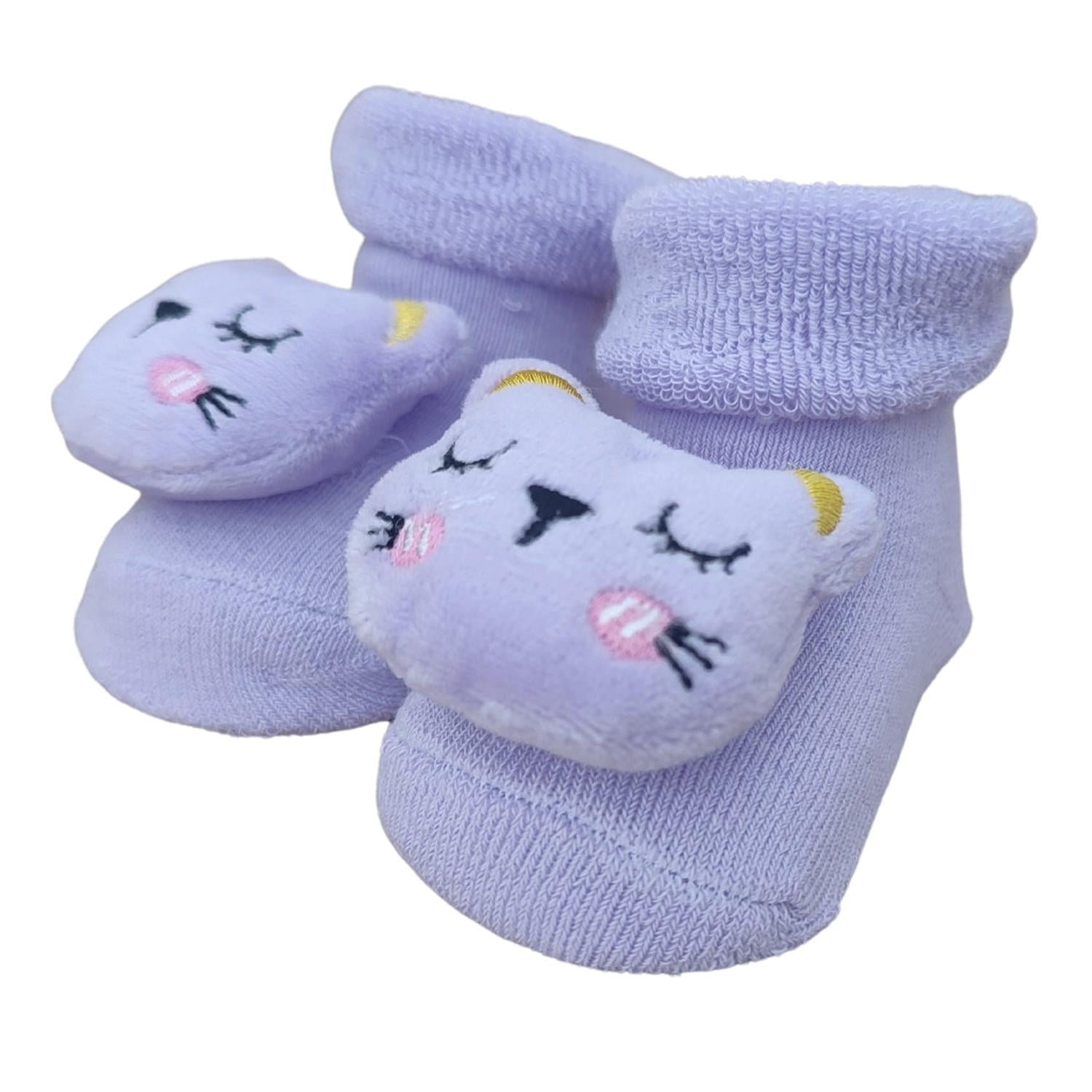 MEDIAS SONAJA BEBÉ ANTIDESLIZANTES - GATITA - MORADO - 1
