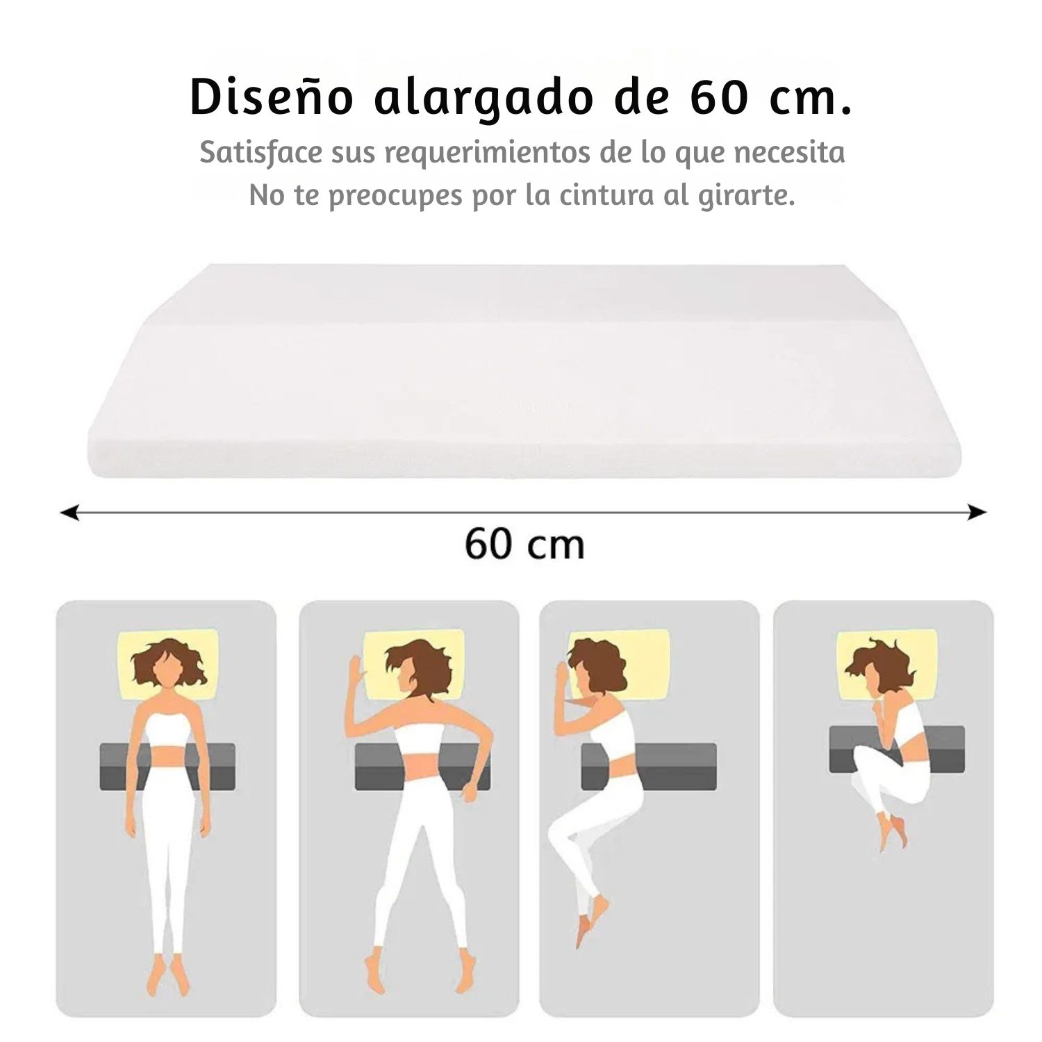 ALMOHADA DE APOYO LUMBAR ORTOPÉDICO AL DORMIR DE 60 CM SOPORTE MULTIFUNCIONAL - 4