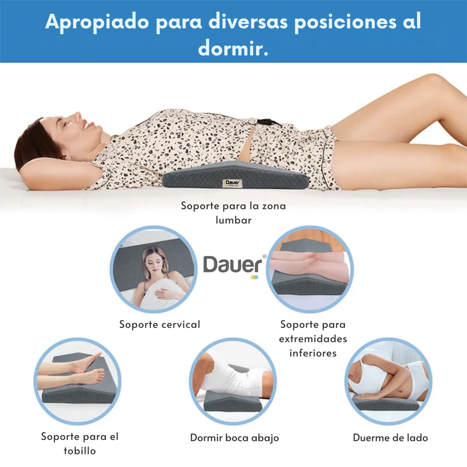 ALMOHADA DE APOYO LUMBAR ORTOPÉDICO AL DORMIR DE 60 CM SOPORTE MULTIFUNCIONAL - 6