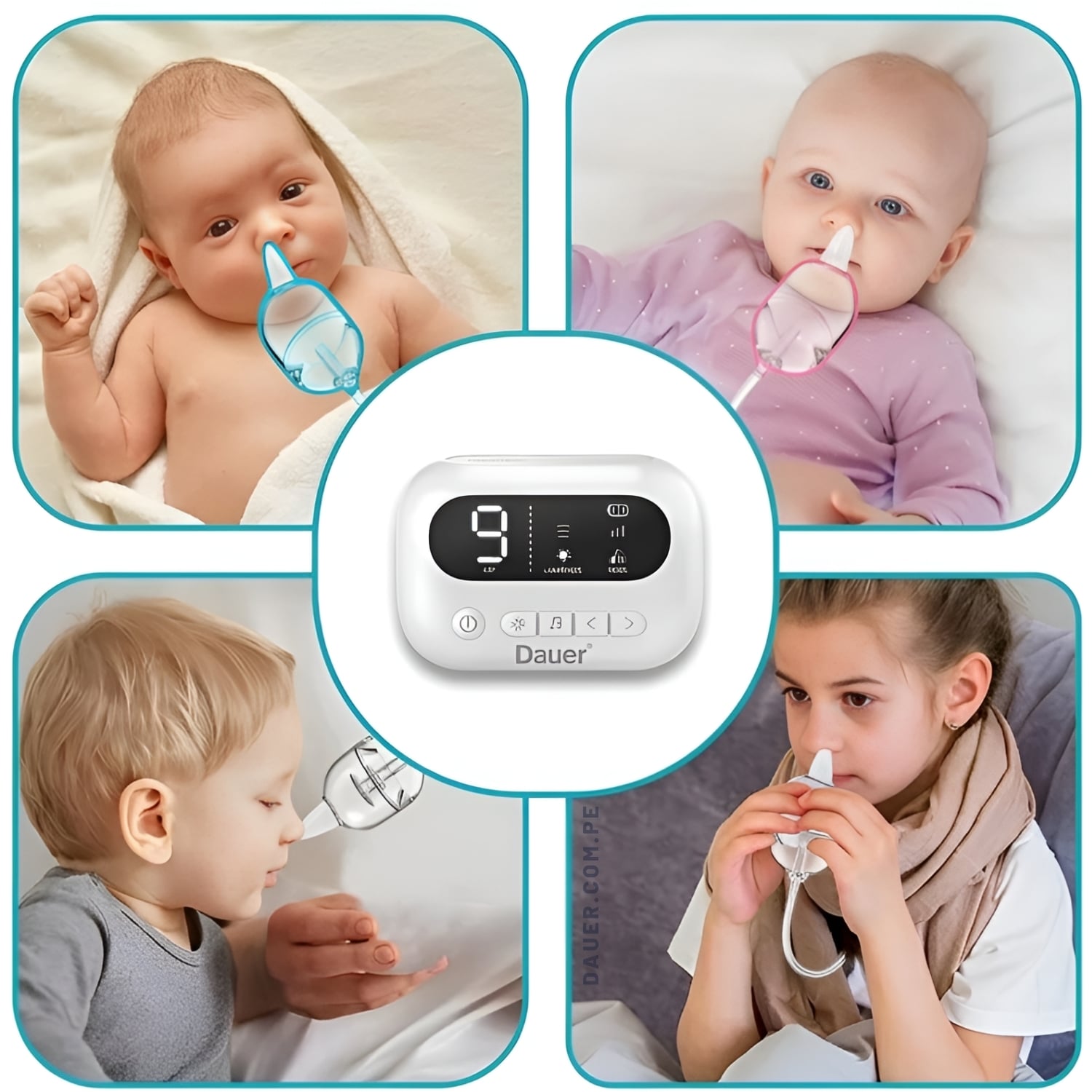 ASPIRADOR NASAL ELÉCTRICO DAUER RECARGABLE CON 9 NIVELES GRADO MÉDICO Y SISTEMA ANTI-REFLUJO - 3