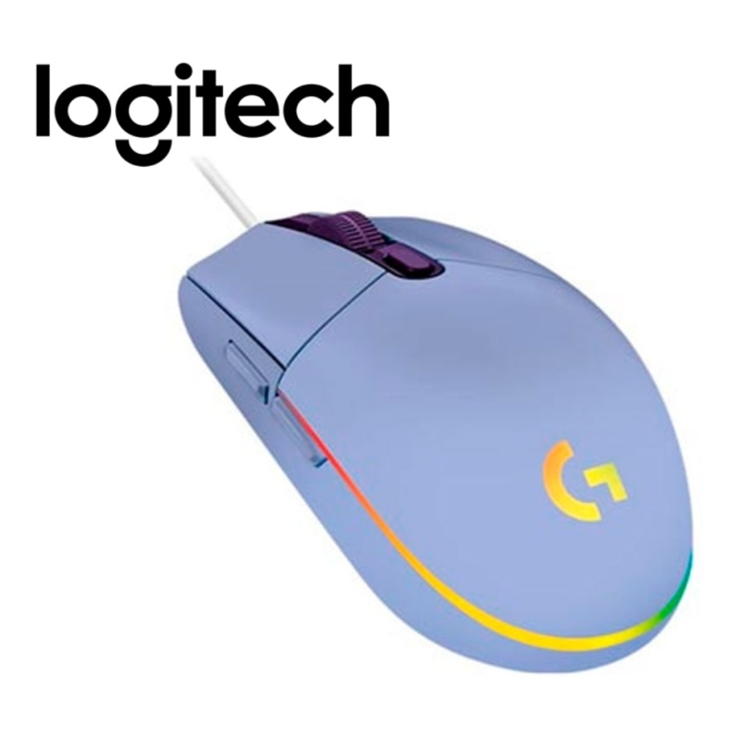 MOUSE LOGITECH G203 LIGHTSYNC OPTICAL 8000 DPI RGB CON CABLE LILA - 3