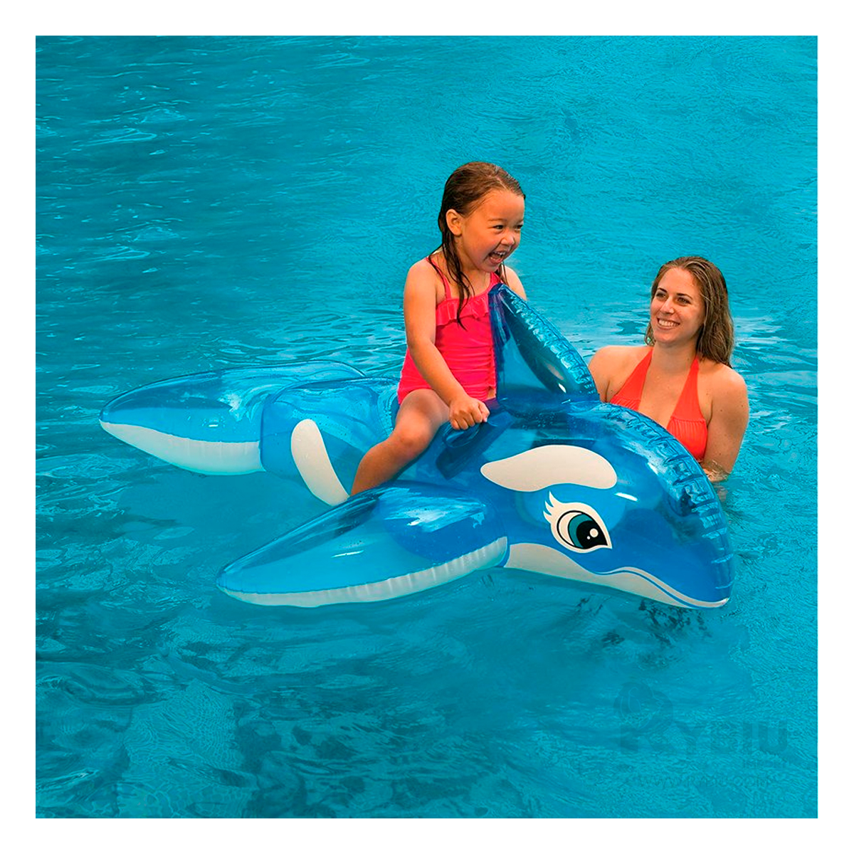 FLOTADOR BALLENA TRANSPARENTE INFLABLE – 152X114 CM, CAPACIDAD 40 KG, CON ASAS DE SEGURIDAD PARA NIÑOS +3 AÑOS