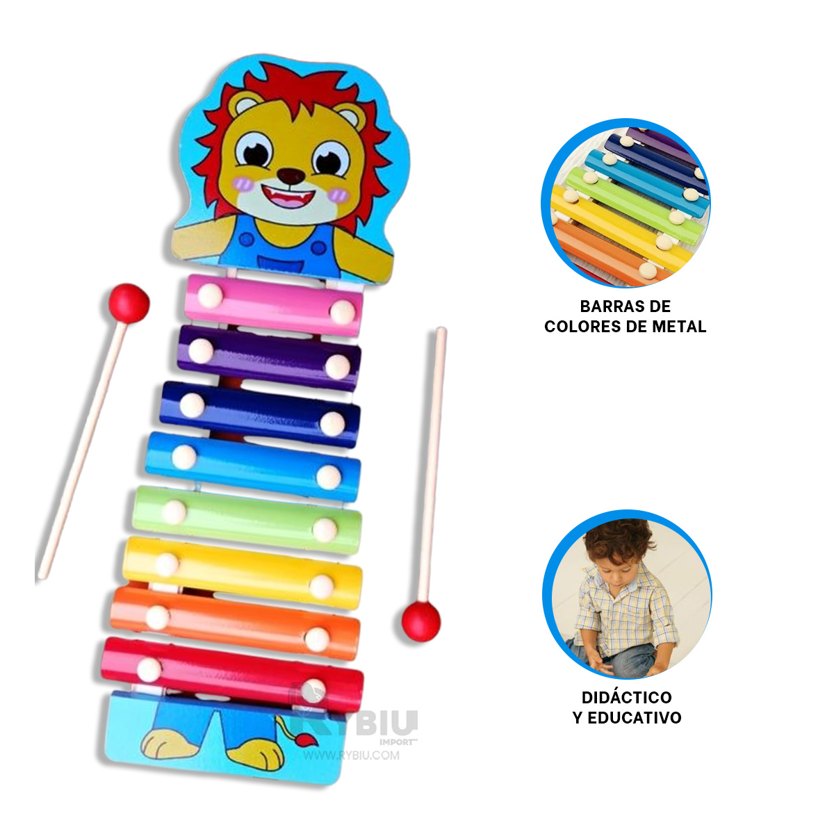 PIANO RYBIU DE LEON MULTICOLOR BARRAS METAL DIDACTICO COD 4144 - 2