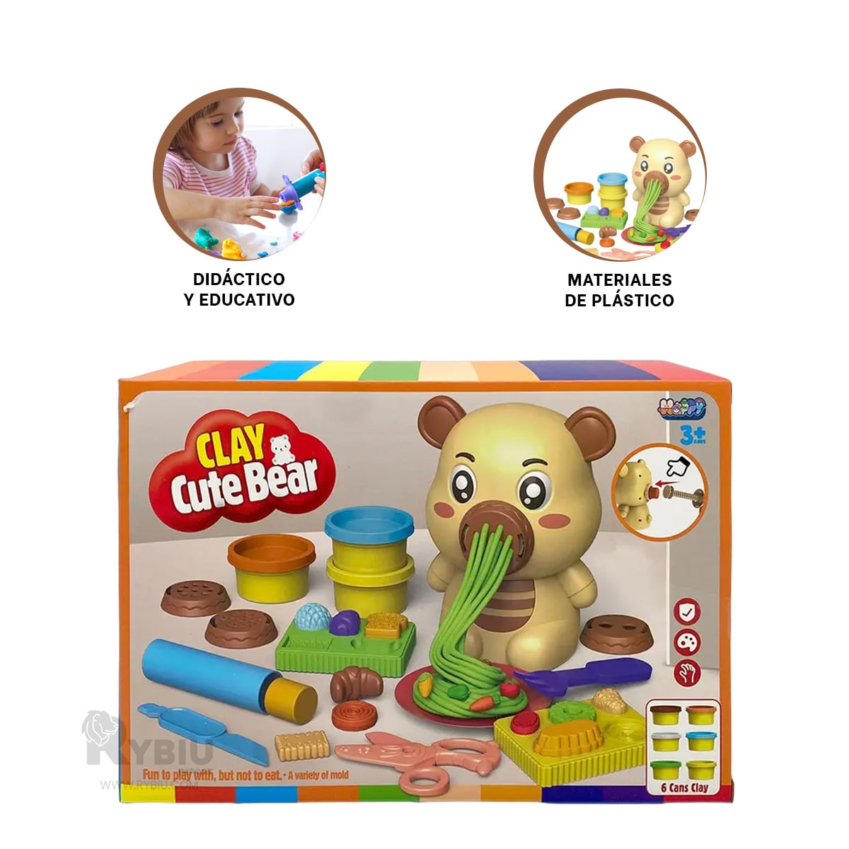 SET PLASTILINA RYBIU SM8078 Y ACCESORIOS EN FORMA DE OSO - 2