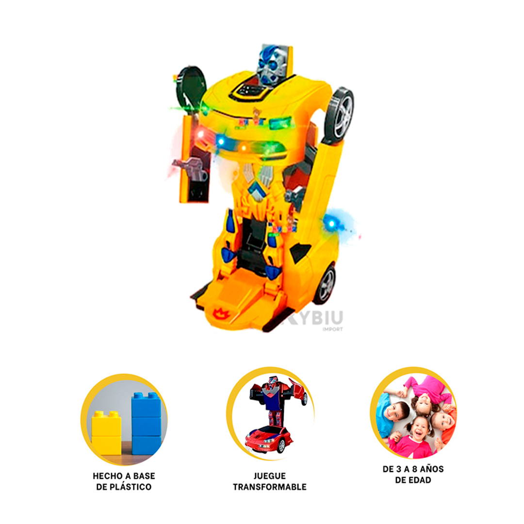 AUTO JUGUETE RYBIU ROBOT TRANSFORMABLE DE PLASTICO PARA NIÑOS AMARILLO - 2