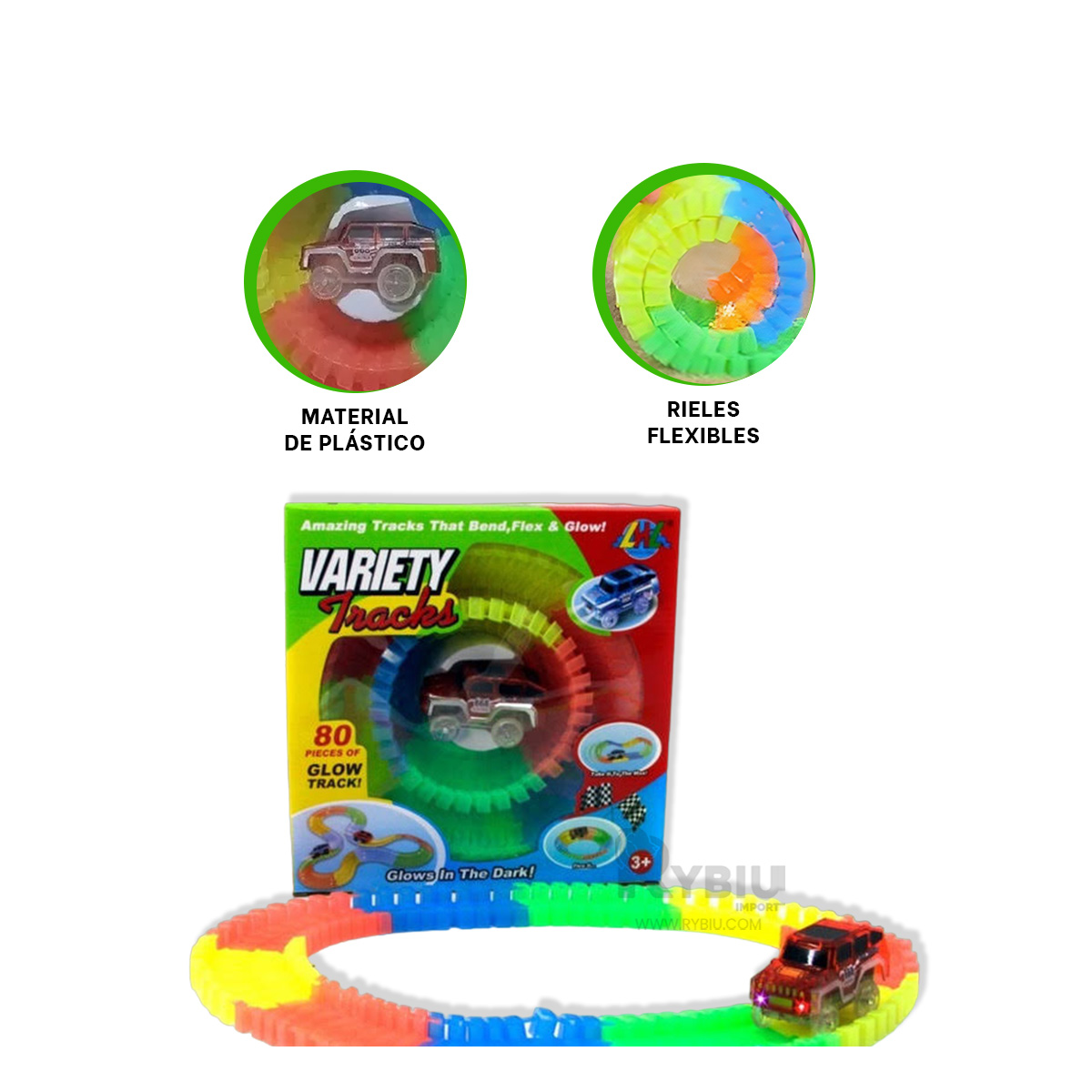 PISTA RYBIU FLEXIBLES DE COLORES CON AUTO LUMINOSO - 2