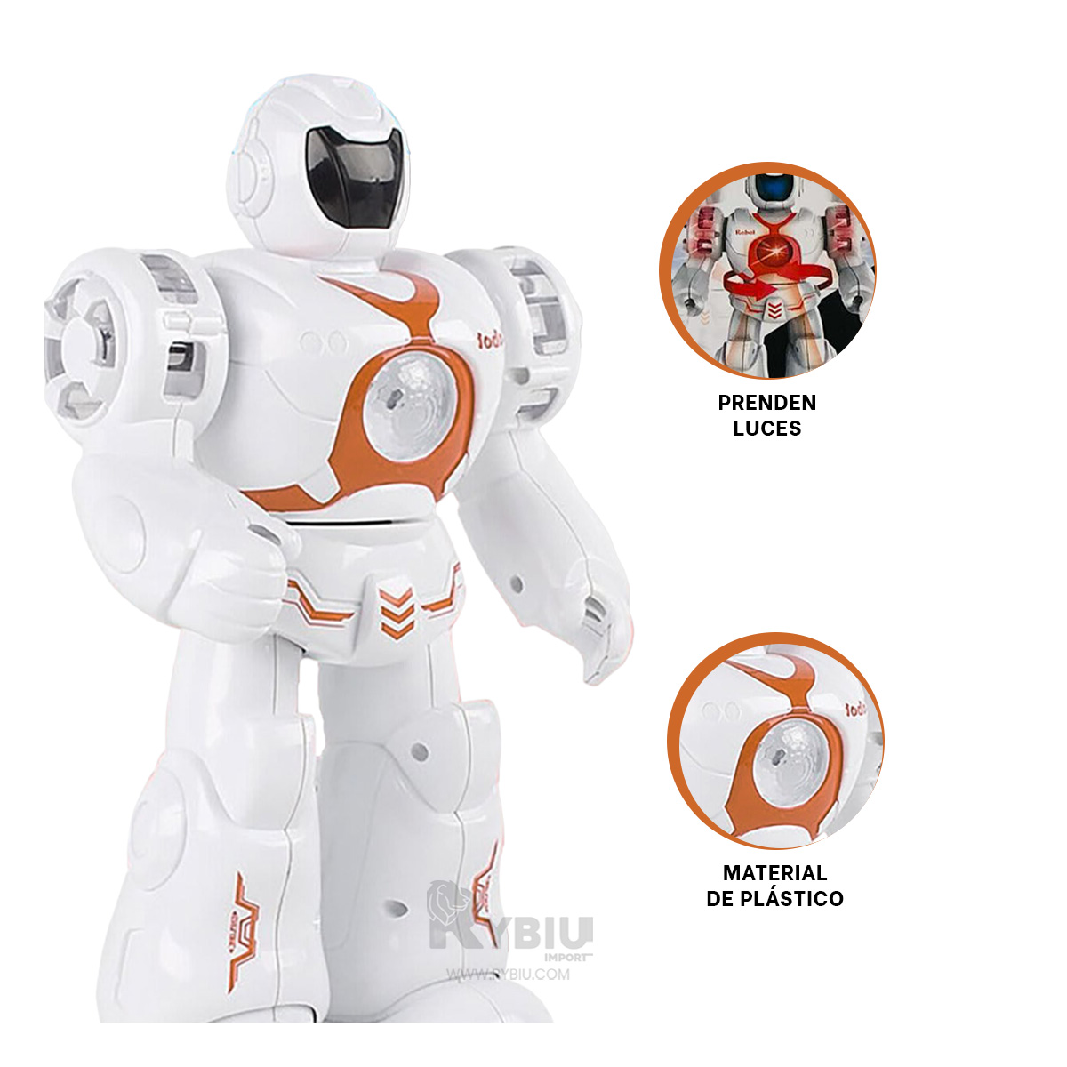 ROBOT RYBIU YORK CON LUZ Y SONIDO PARA JUGAR DE COLOR NARANJA - 2