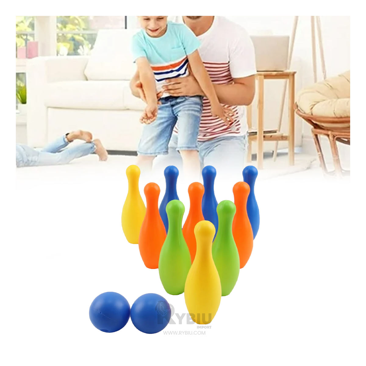 JUEGO DE BOWLING PARA NIÑOS 10 PINES EN COLORES - 4