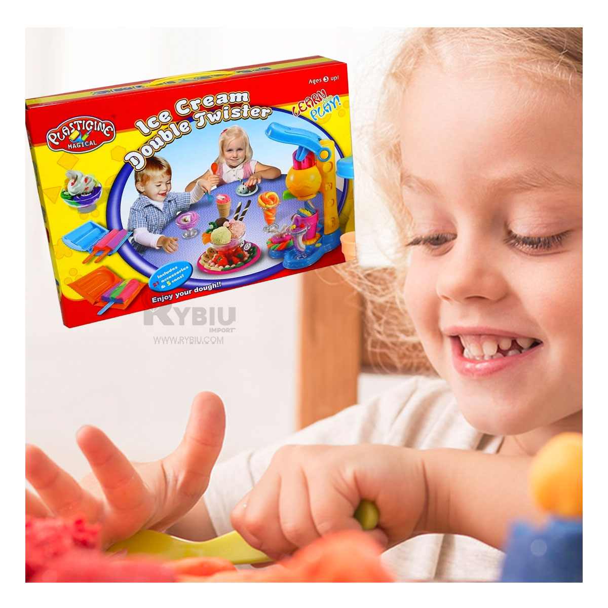 PLASTILINA RYBIU CON MAQUINA DE HELADO CREATIVO PARA NIÑOS - 2