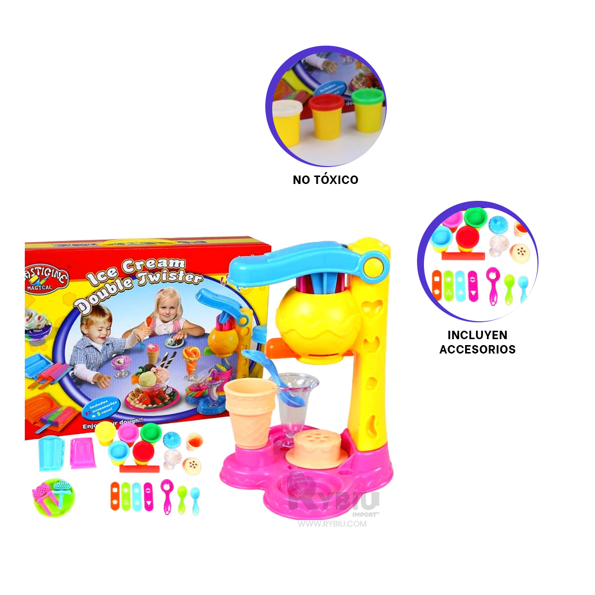 PLASTILINA RYBIU CON MAQUINA DE HELADO CREATIVO PARA NIÑOS - 3