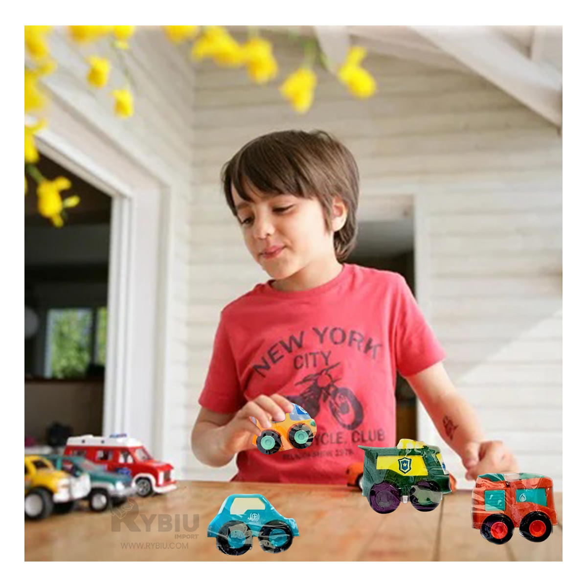 SET RYBIU CARRITOS A FRICCION PARA NIÑOS CUATRO UNIDADES - 3