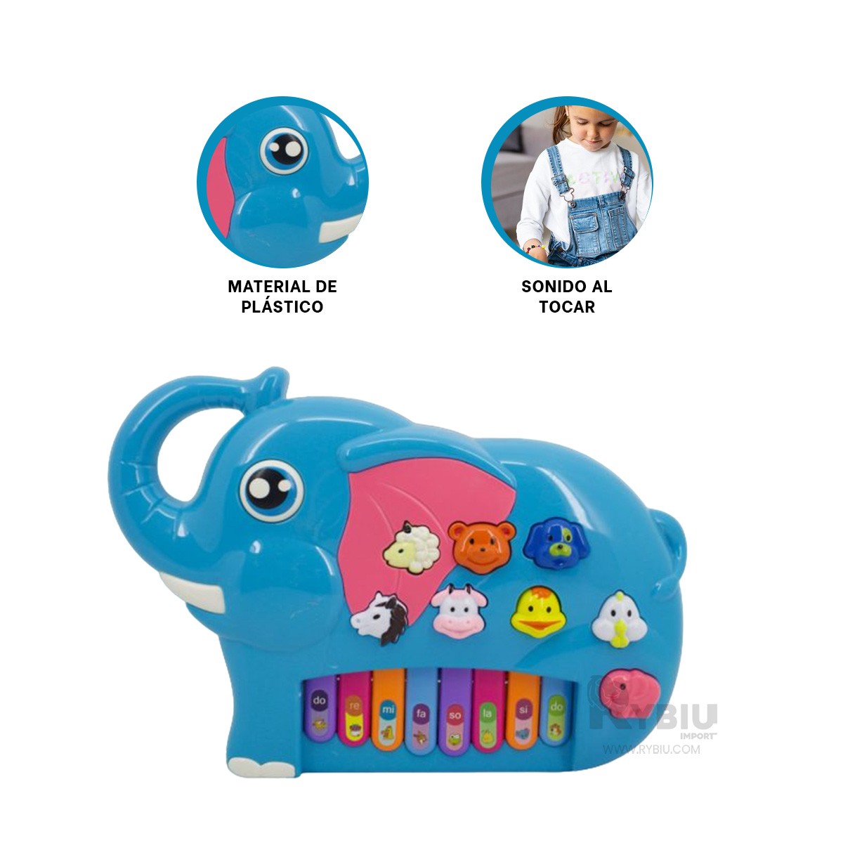 PIANO RYBIU DE ELEFANTE BARRAS PLASTICO CELESTE - 2