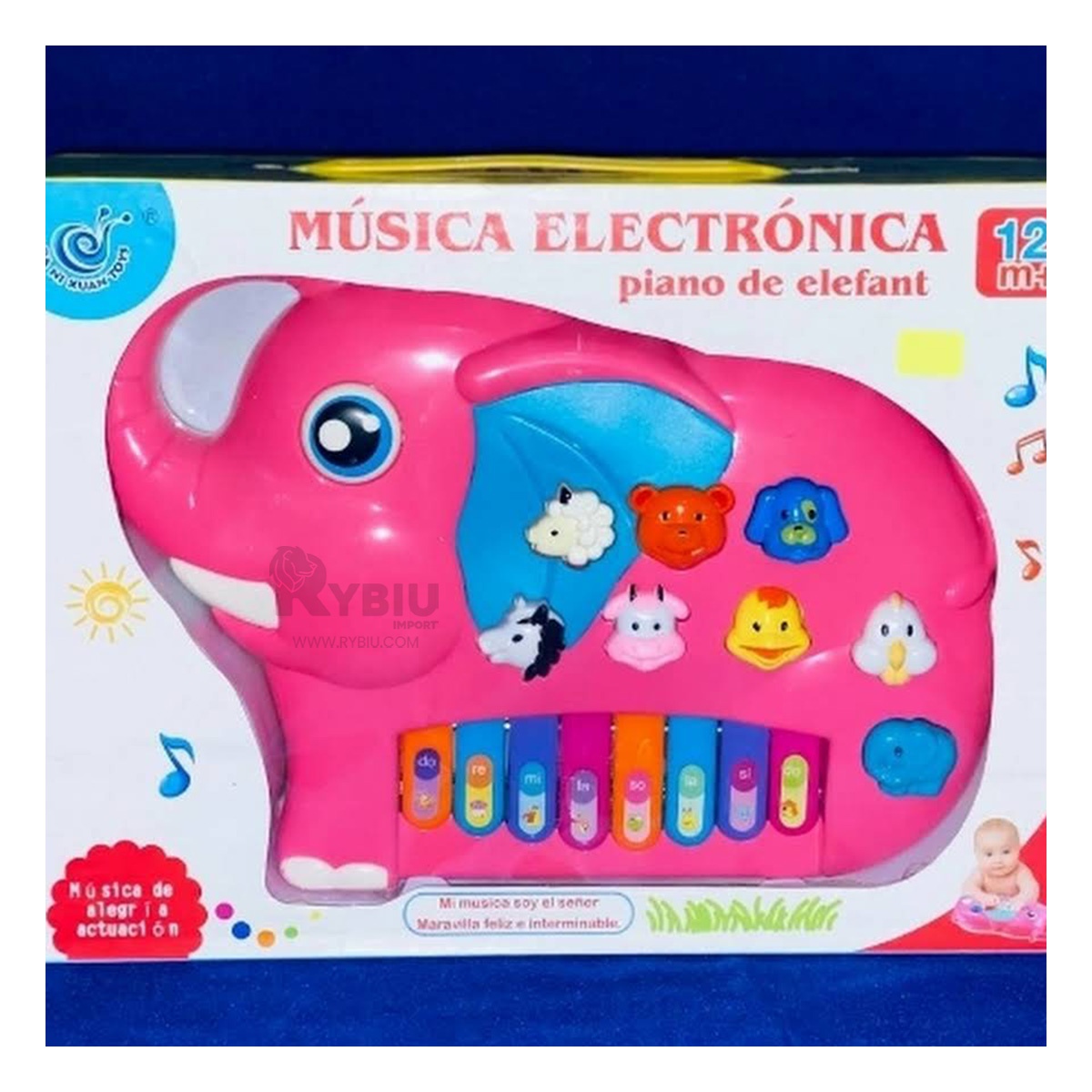 PIANO RYBIU DE ELEFANTE BARRAS KIDS DE PLASTICO ROSADO - 1