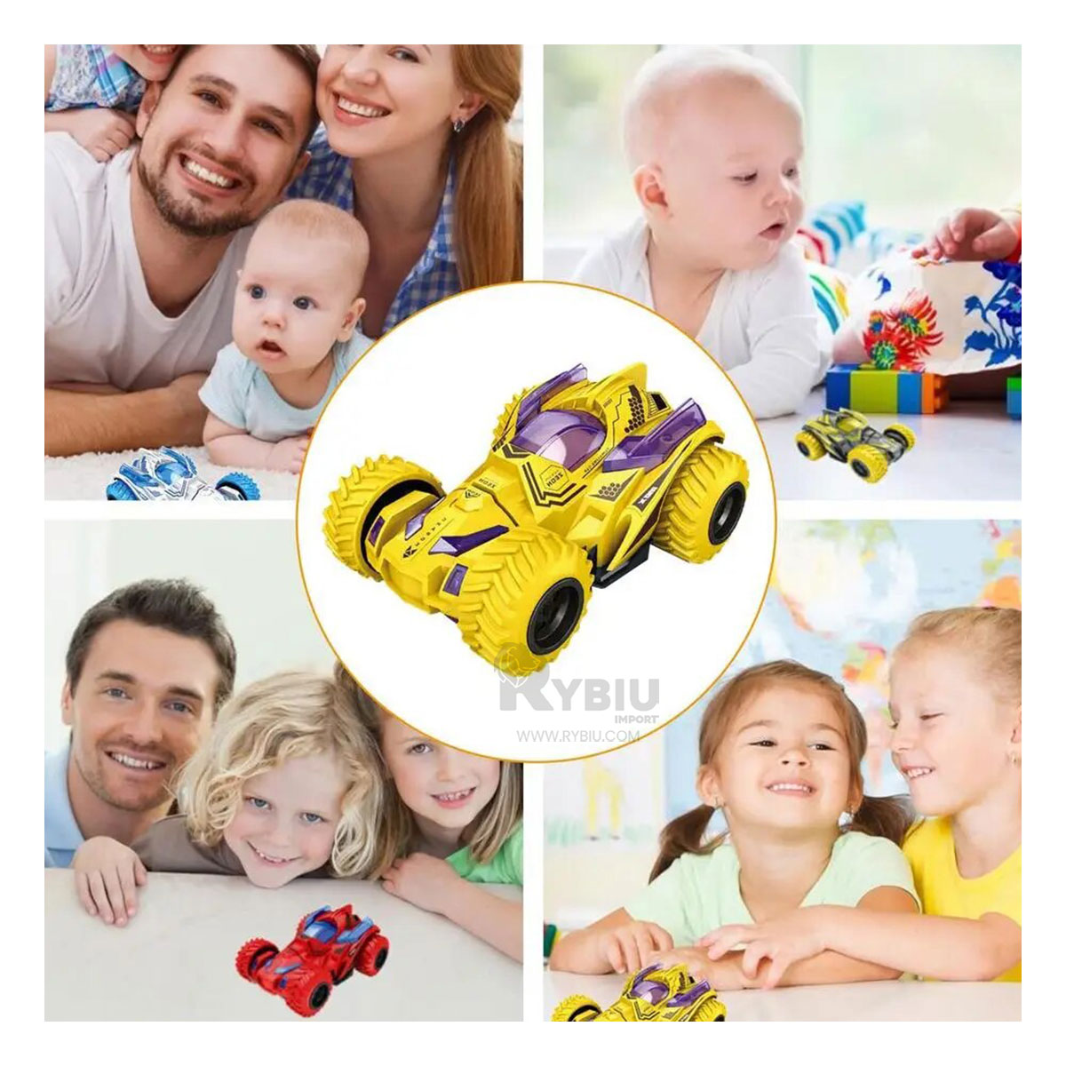AUTO JUGUETE RYBIU STUNT RETRACTIL COLORIDO EN CAJA PARA NIÑOS - 1