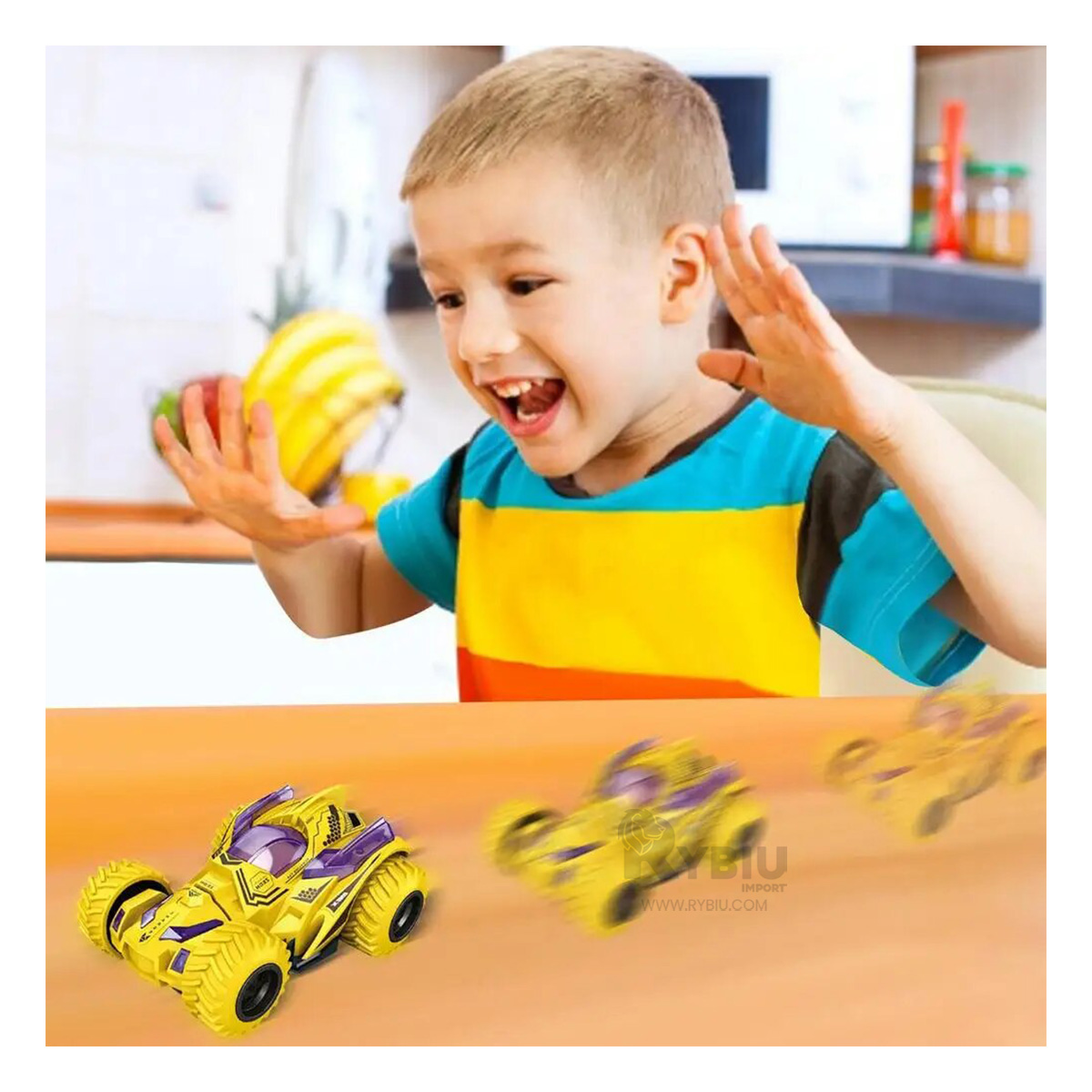 AUTO JUGUETE RYBIU STUNT RETRACTIL COLORIDO EN CAJA PARA NIÑOS - 3