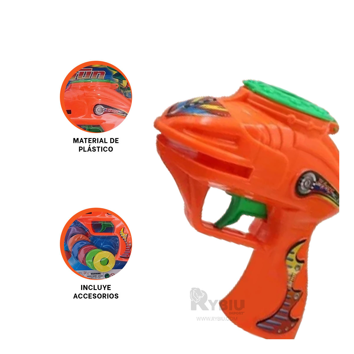 PISTOLA LANZA DARDOS BLISTER PARA NIÑOS DE COLOR ANARANJADO - 2