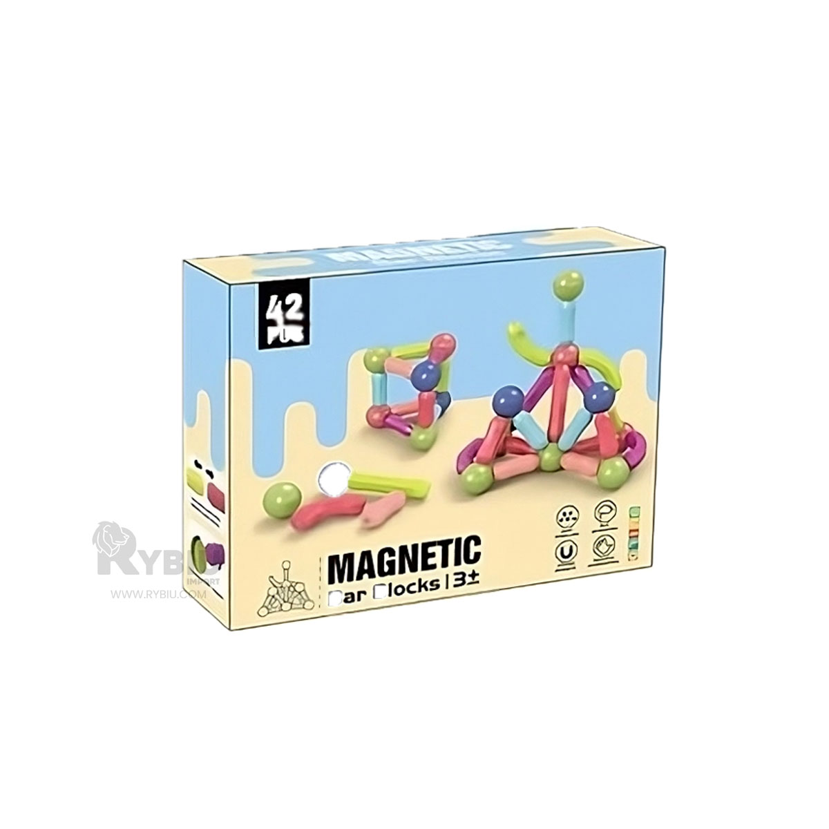 BLOQUES DE CONSTRUCCIÓN RYBIU MAGNETICO PARA NIÑOS DE 42 PIEZAS MULTICOLOR - 1