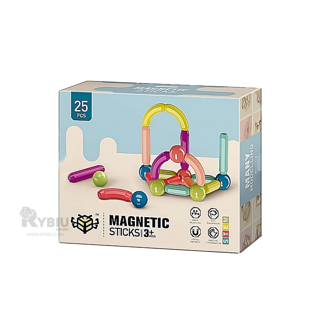 BLOQUES DE CONSTRUCCIÓN RYBIU JUEGO MAGNETICO PARA NIÑOS DE 25 PIEZAS MULTICOLOR - 1
