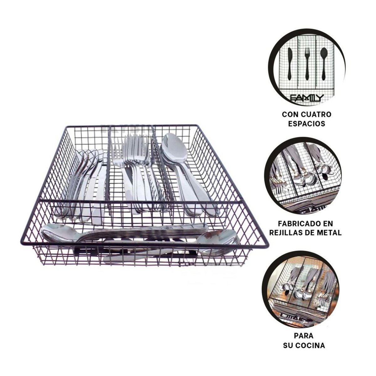 CAJA RYBIU CO29715 METAL NEGRO UTENSILIOS CON 4 ESPACIOS - 3