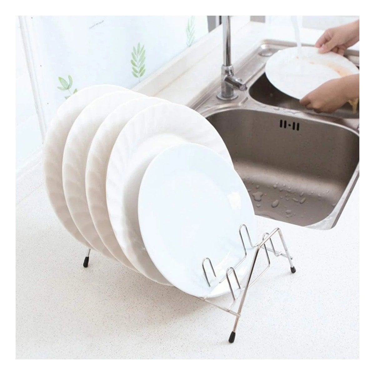 ESCURRIDOR CURVO PLATEADO PARA TAPAS DE OLLAS 10 RANURAS Y+PAPEL REGALO - 2