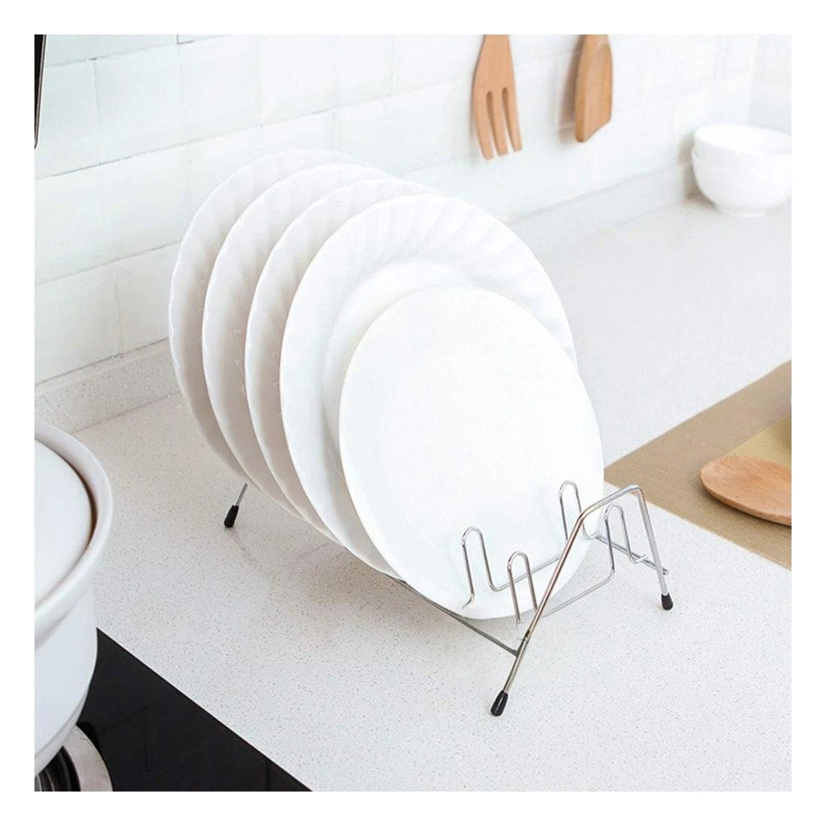 ESCURRIDOR CURVO PLATEADO PARA TAPAS DE OLLAS 10 RANURAS Y+PAPEL REGALO - 3