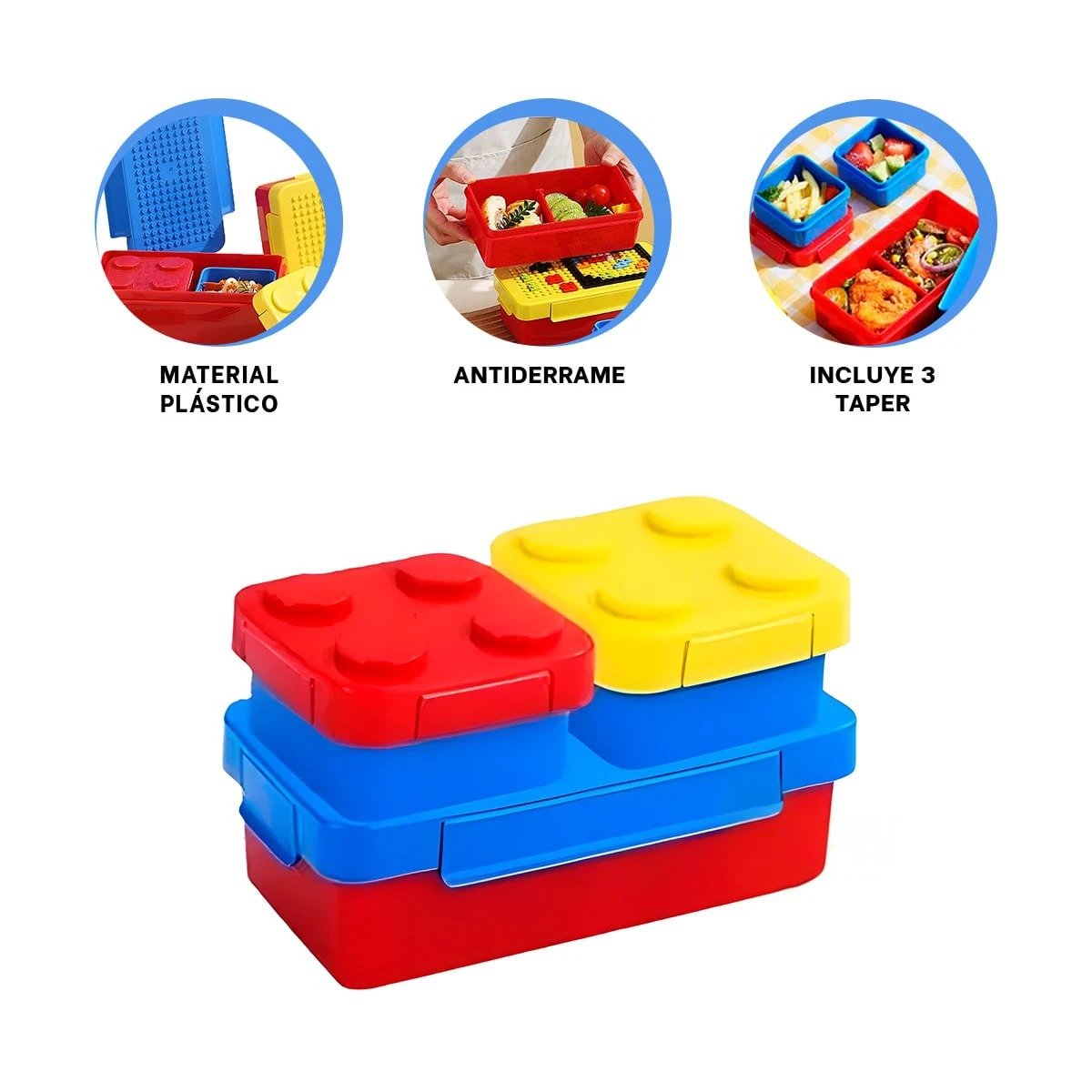TAPER DE PLASTICO RYBIU CO29430 MULTICOLOR DE 3 CON MODELO DE PIEZAS - 3