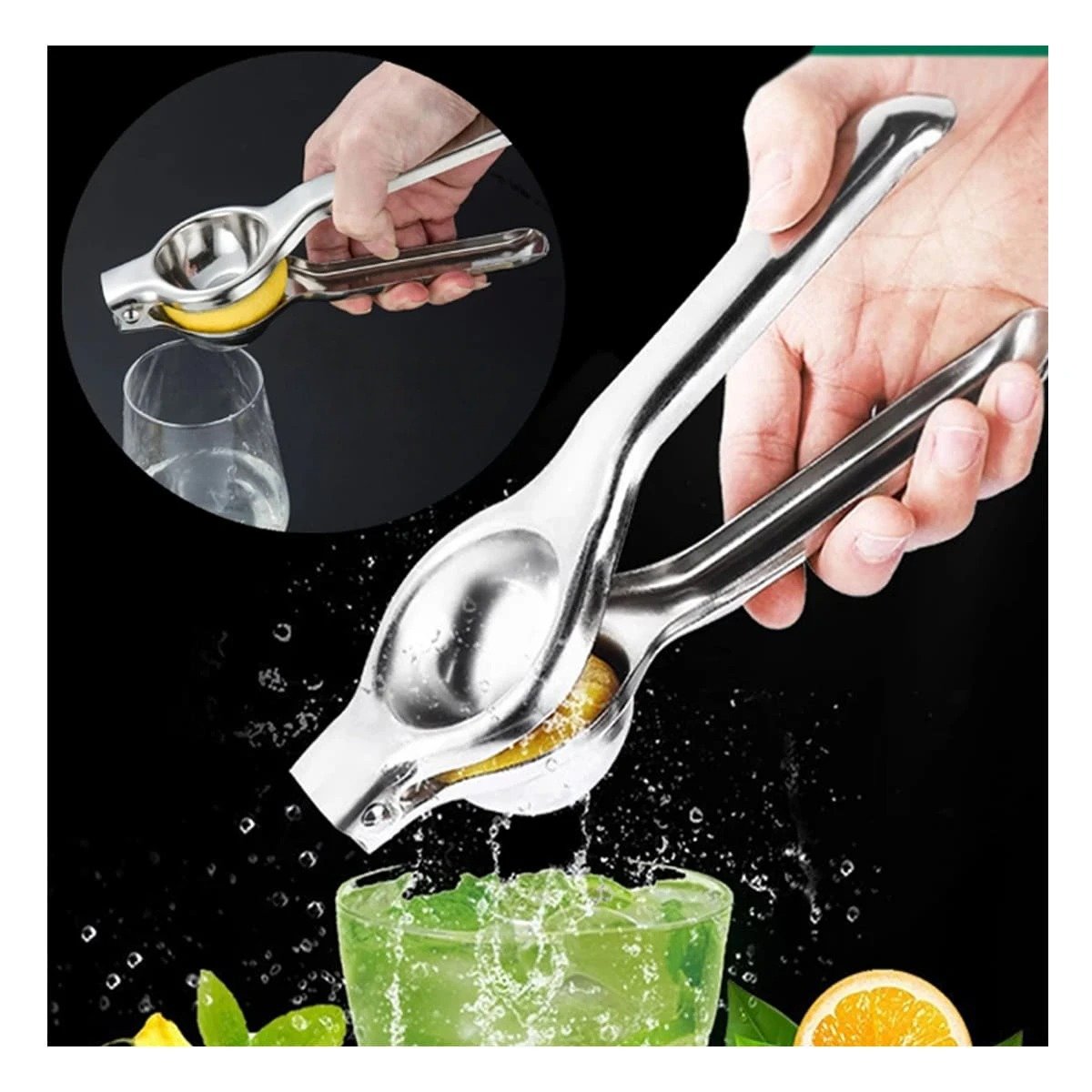 PRENSA EN COLOR PLATEADO PARA LIMON CON BASE METALICA 21 CM X 6 CM - 2