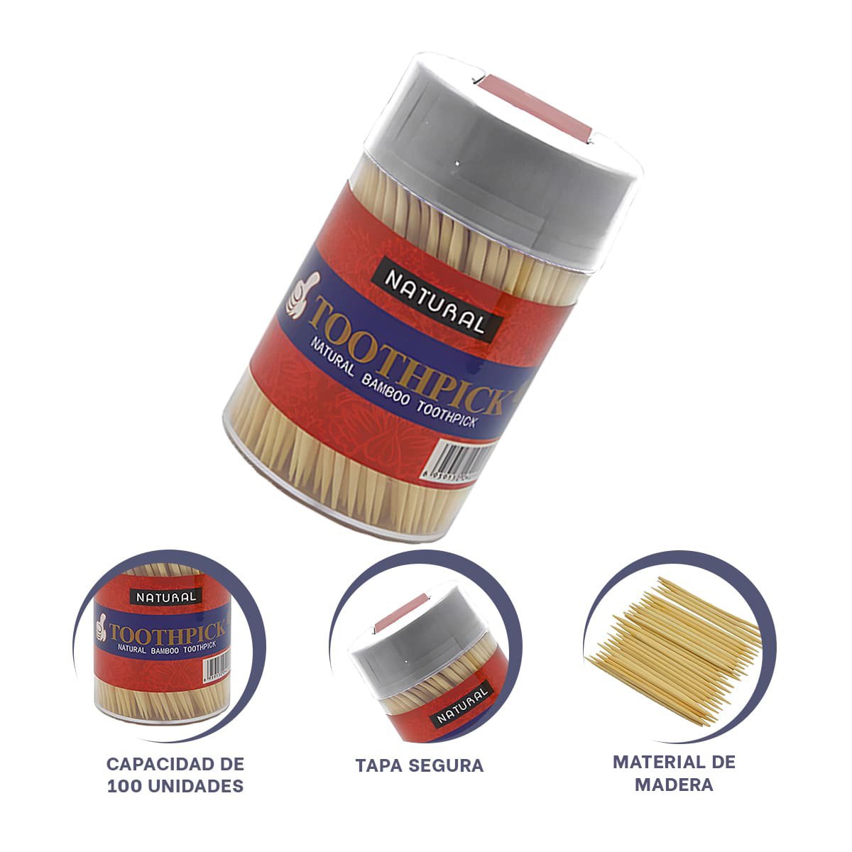 CONTENEDOR DE COLOR BLANCO PACK DE 2 PARA PALITOS MONDADIENTES CON TAPA - 3