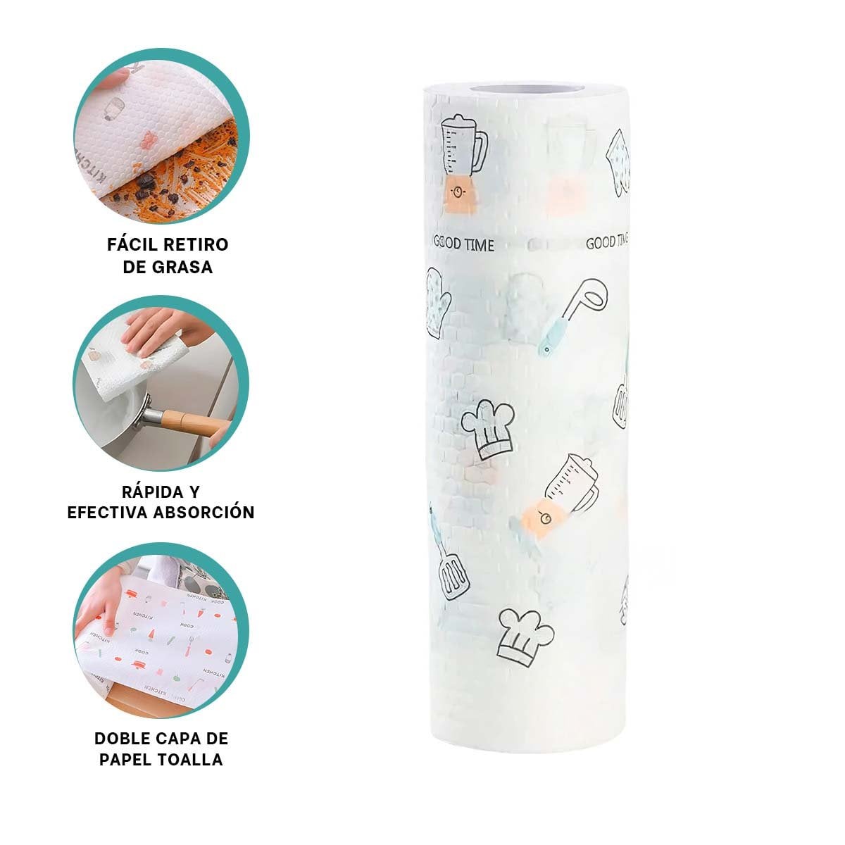PAQUETE DE PAPEL TOALLA COLOR BLANCO CON DIBUJOS EN DOBLE CAPA HOGAR - 3