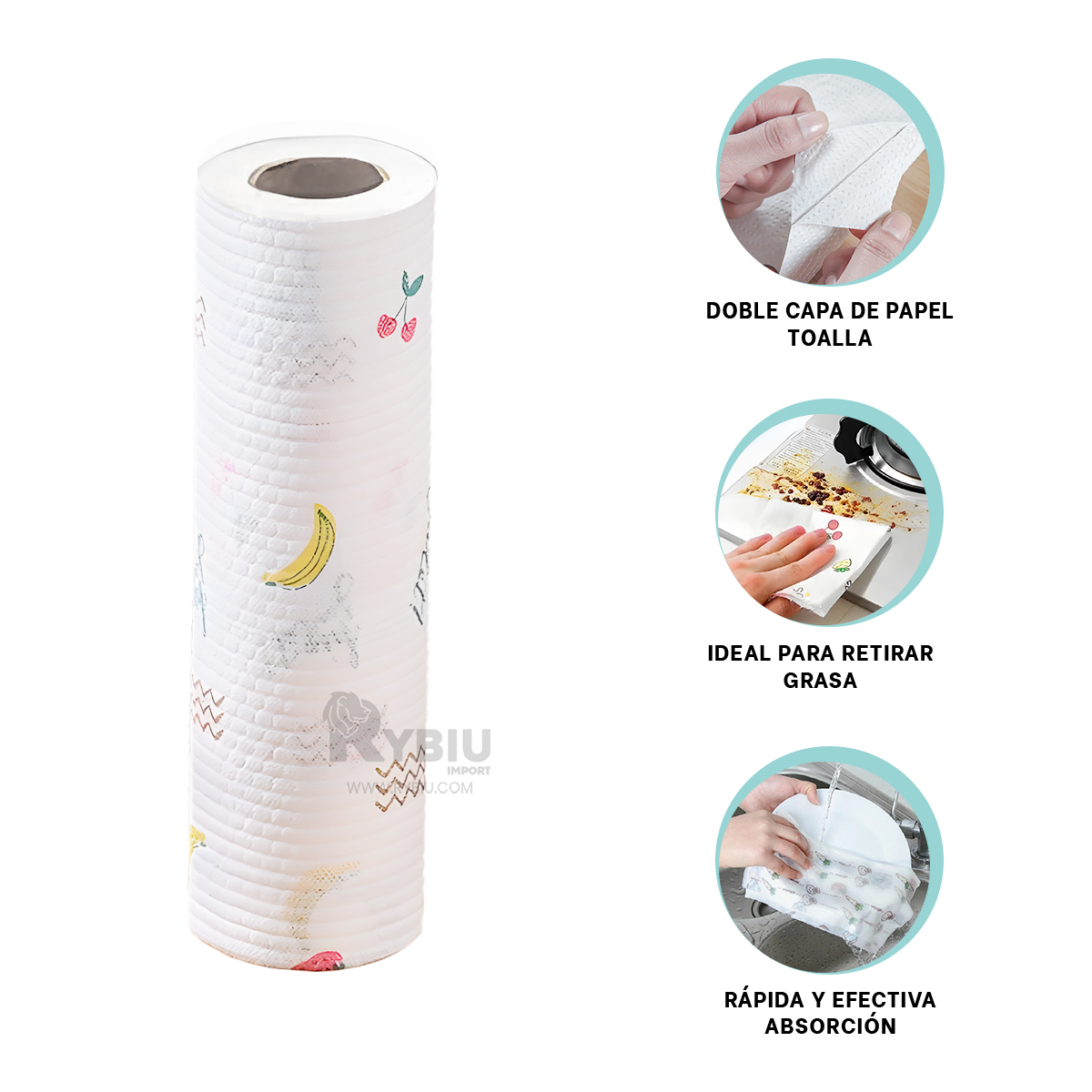 PAQUETE DE PAPEL TOALLA COLOR BLANCO CON DIBUJOS EN DOBLE CAPA HOGAR - 6